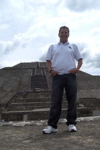 Roger Anthony poses in Teotihuacan, Mexico