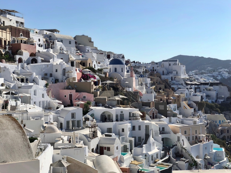 Greece - Building and Homes Along Mountainside