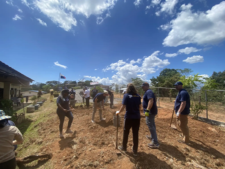 Team mixing cement